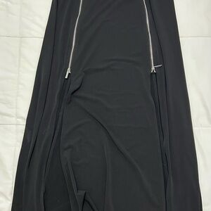Michael Kors Black Zip Detail Maxi Skirt Size 6 A-Line Statement Skirt